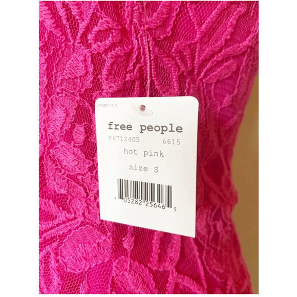 NWT! Free People Lace Swing Dress Hot Pink Size S 2-Piece - Picture 9 of 10